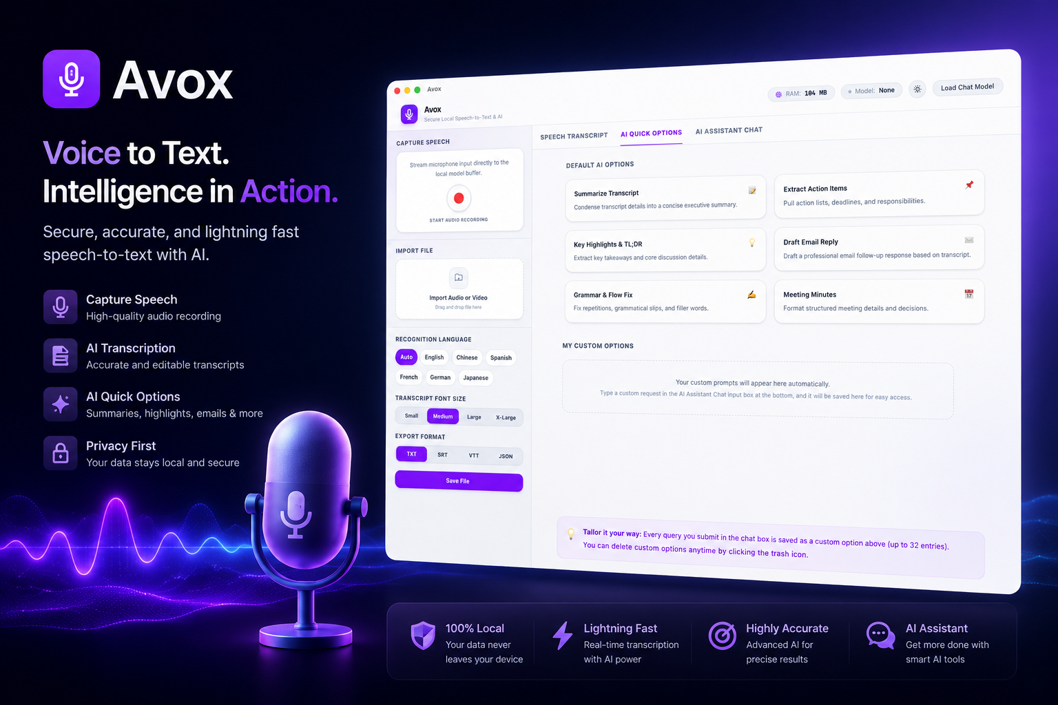 Avox transcription view