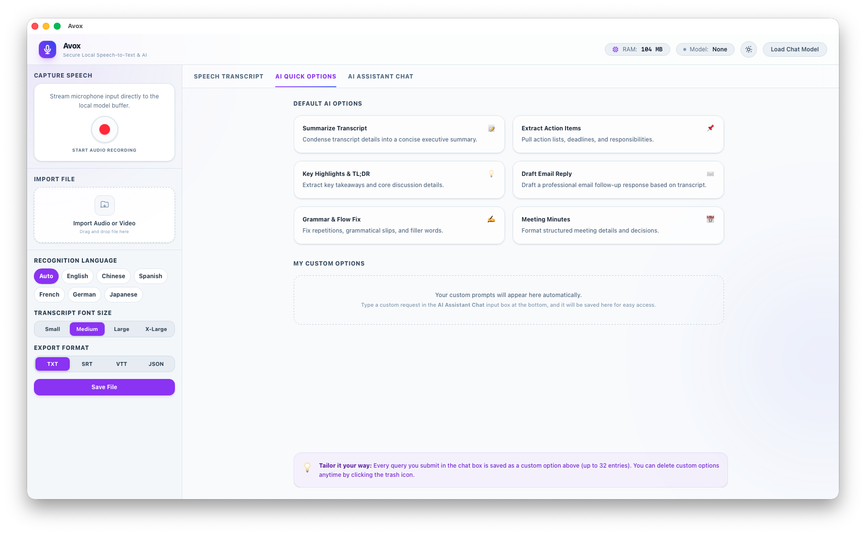 Avox AI query interface
